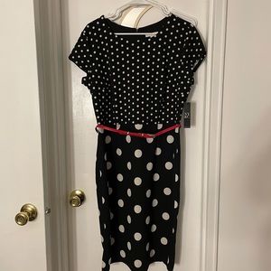 NEW WITH TAGS Vintage Inspired Polkadot Dress Red Belt